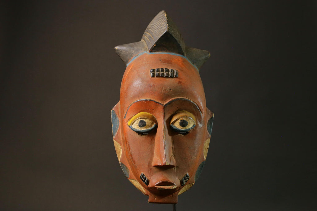 African Mask Baule Hand Carved Wooden Mask Wall Hanging Primitive Art Masks for wall-7503