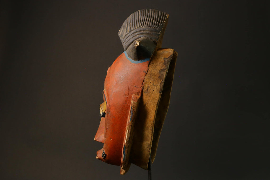 African Mask Baule Hand Carved Wooden Mask Wall Hanging Primitive Art Masks for wall-7503