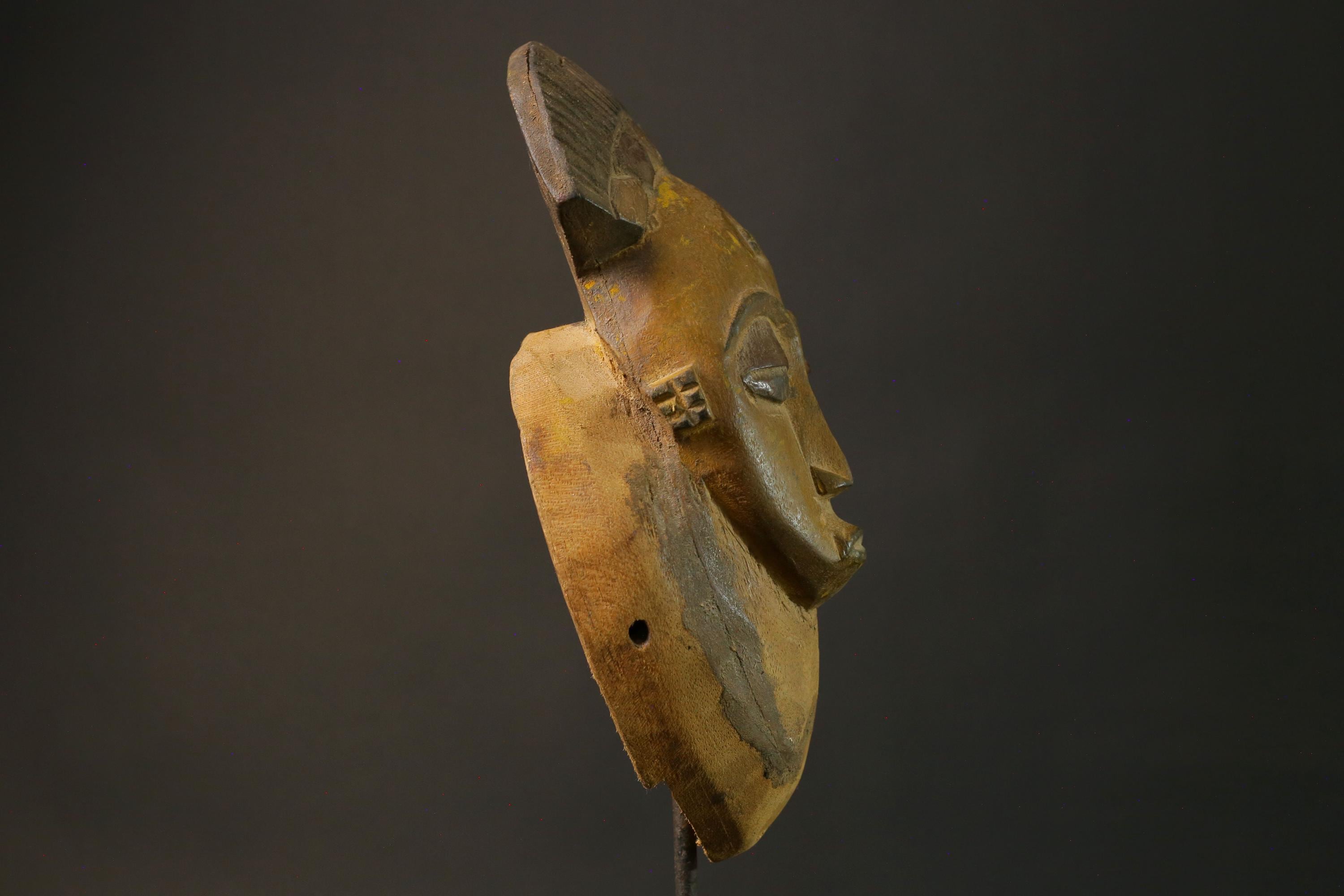 African mask Guro Baule wood African real figure vintage masks for wall -7504