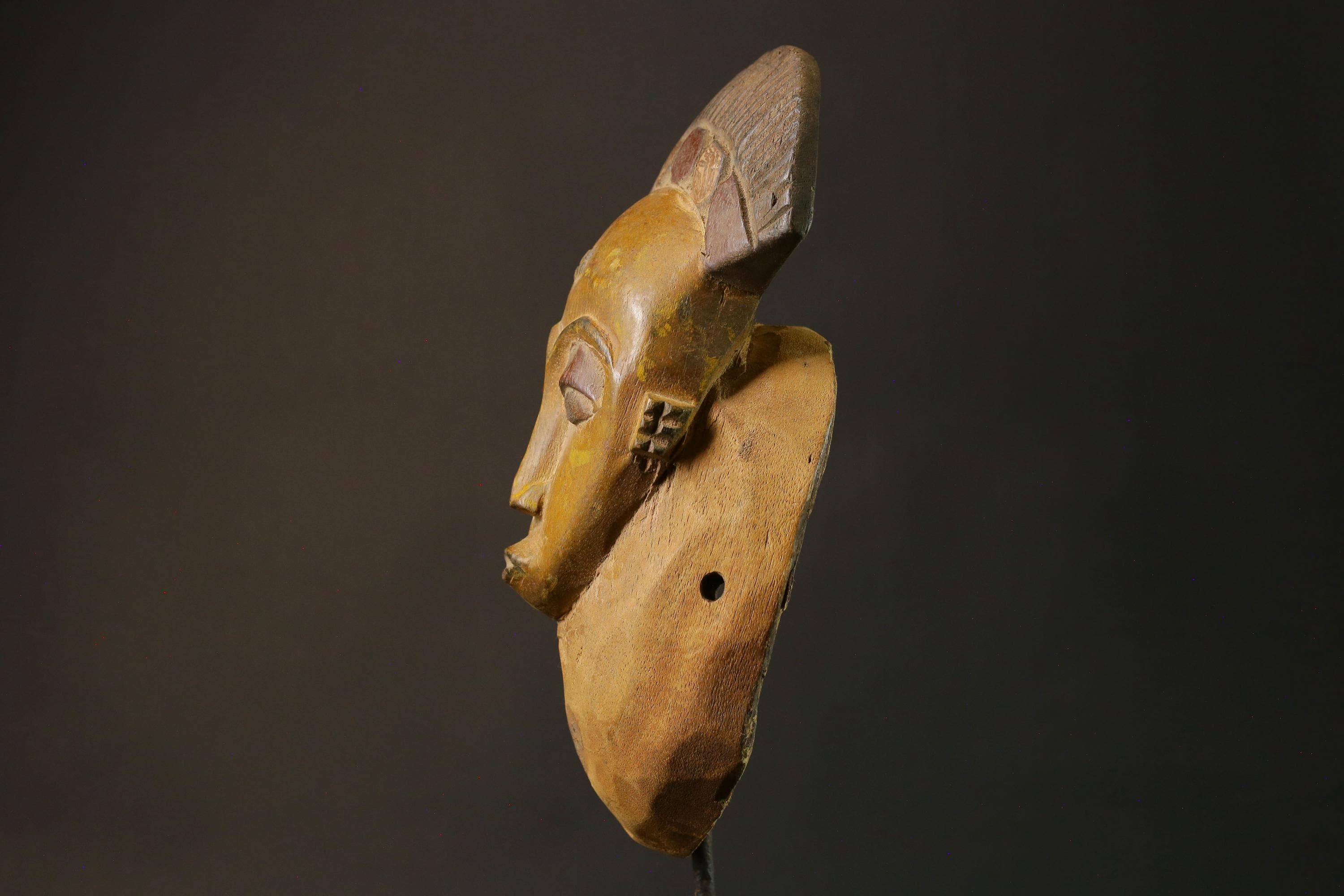 African mask Guro Baule wood African real figure vintage masks for wall -7504