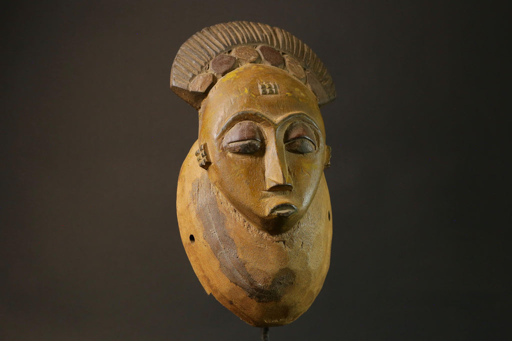 African mask Guro Baule wood African real figure vintage masks for wall -7504