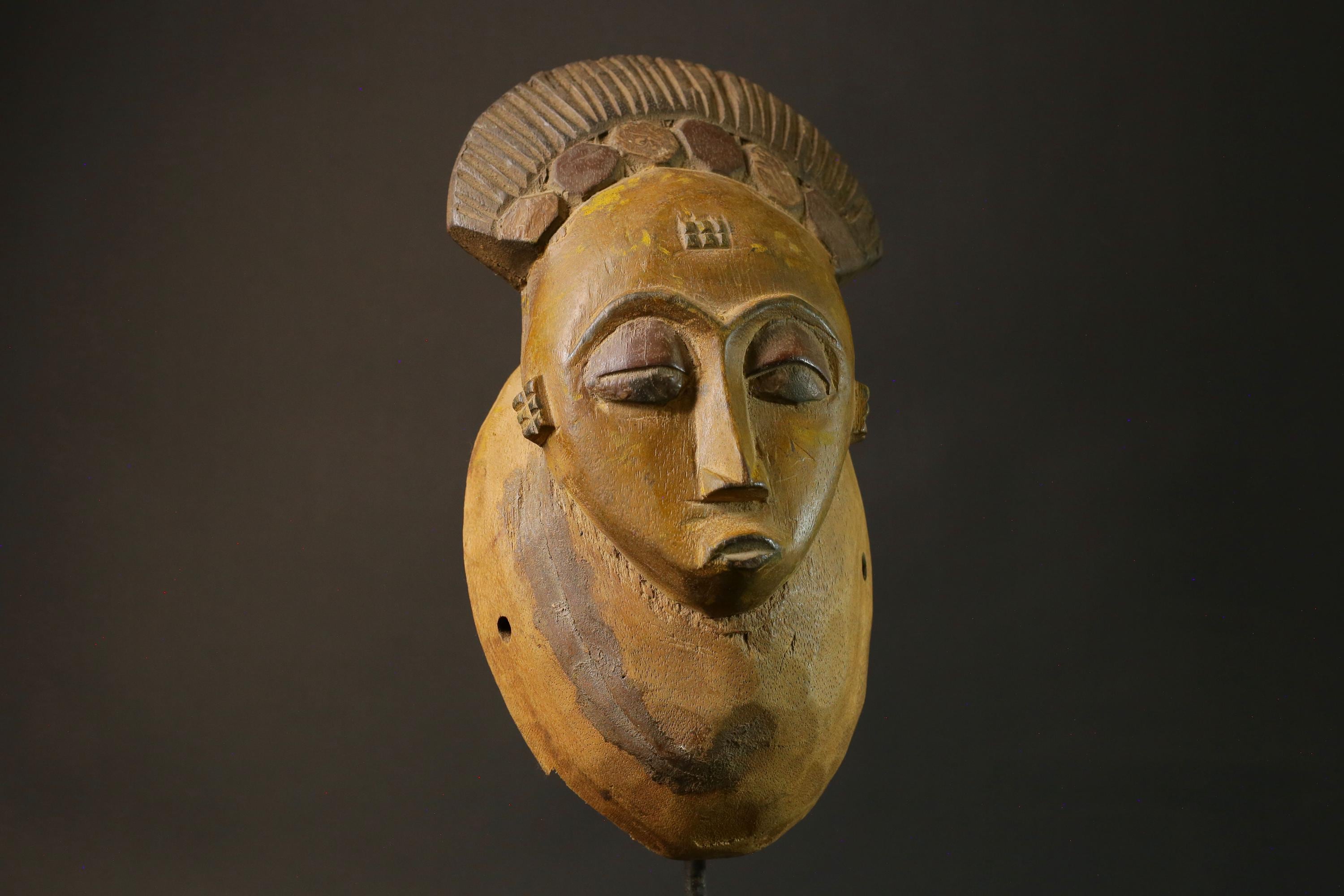 African mask Guro Baule wood African real figure vintage masks for wall -7504