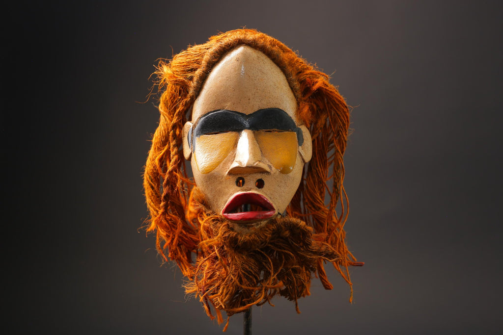 African Face Mask Wood Hanging Pattern Dan hand carved Masks for wall-G2590