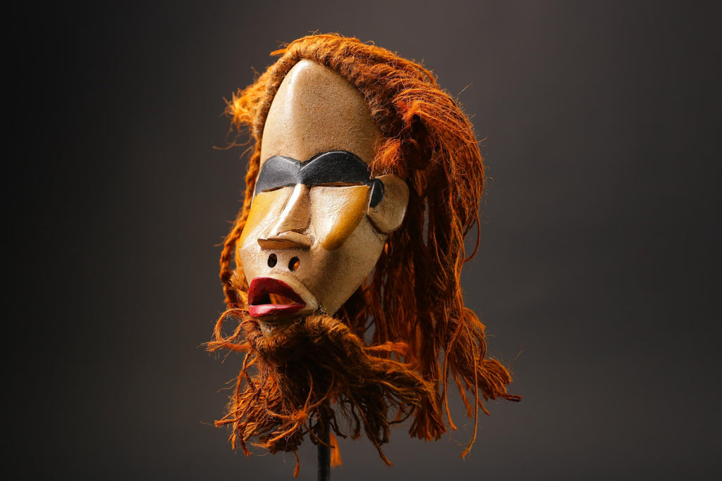 African Face Mask Wood Hanging Pattern Dan hand carved Masks for wall-G2590