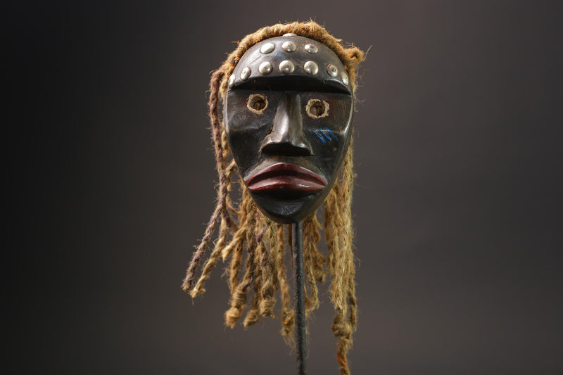 African mask antiques tribal art Face vintage Wood Carved mask dan wall mask-G2592