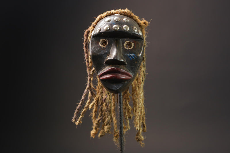 African mask antiques tribal art Face vintage Wood Carved mask dan wall mask-G2592