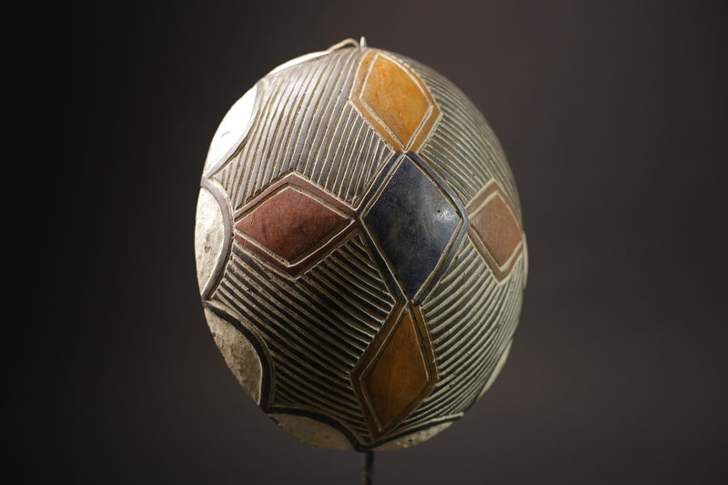 African Mask Antiques Tribal Art Face Vintage Wood Carved Bamileke Shield-7209