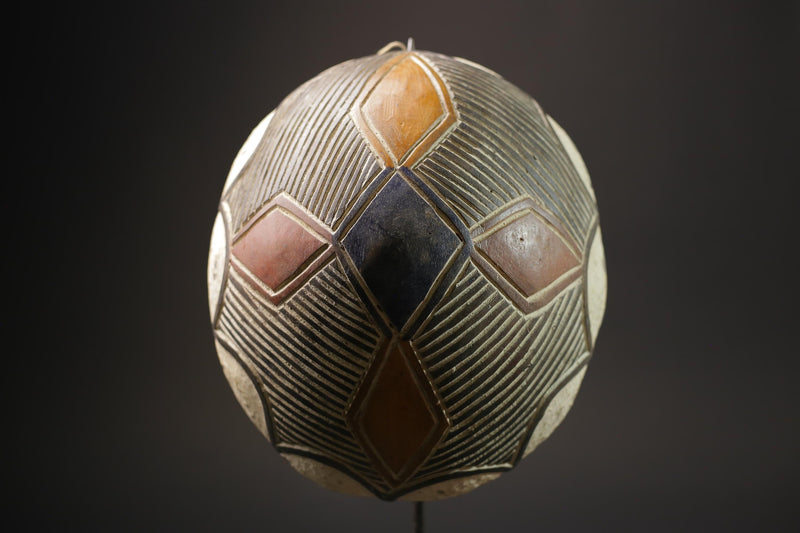 African Mask Antiques Tribal Art Face Vintage Wood Carved Bamileke Shield-7209