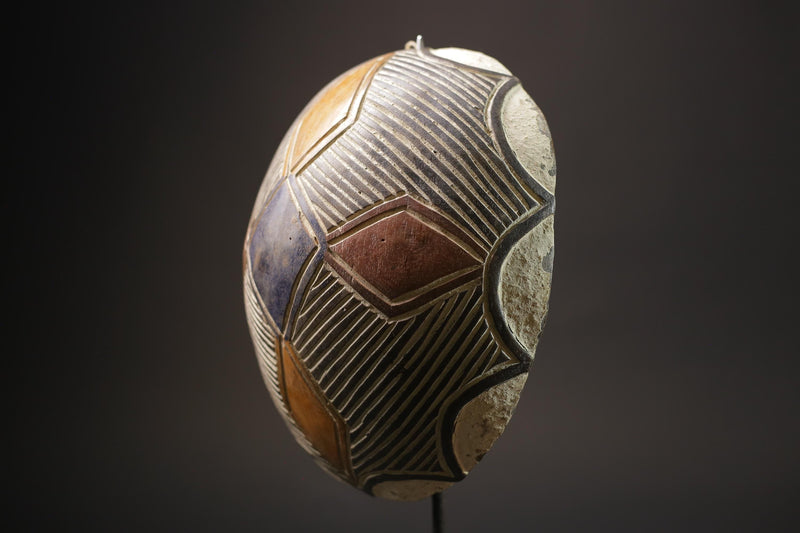 African Mask Antiques Tribal Art Face Vintage Wood Carved Bamileke Shield-7209