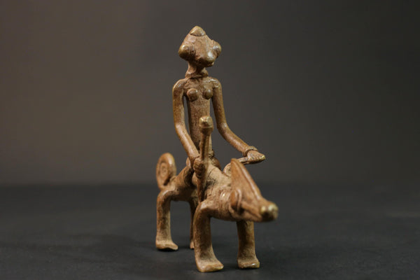 African tribal Brass Dogon art vintage Brass wax technique handmade rider-G2820