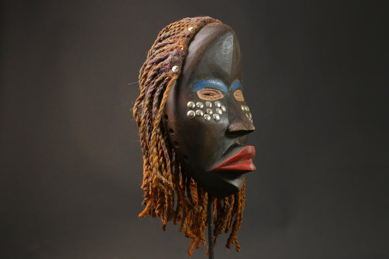 African mask wood African real figure vintage African masks for wall Dan Mask Deangle -G2832