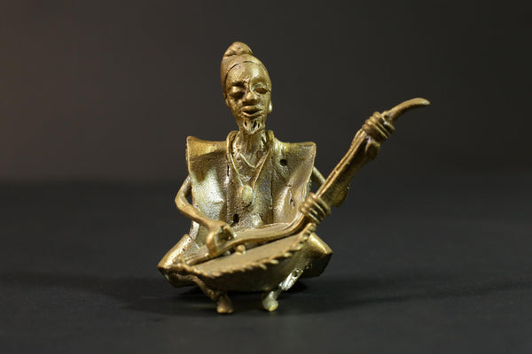 African Tribal Art Brass Musician Figurine Primitive Brass Figurine -G2861