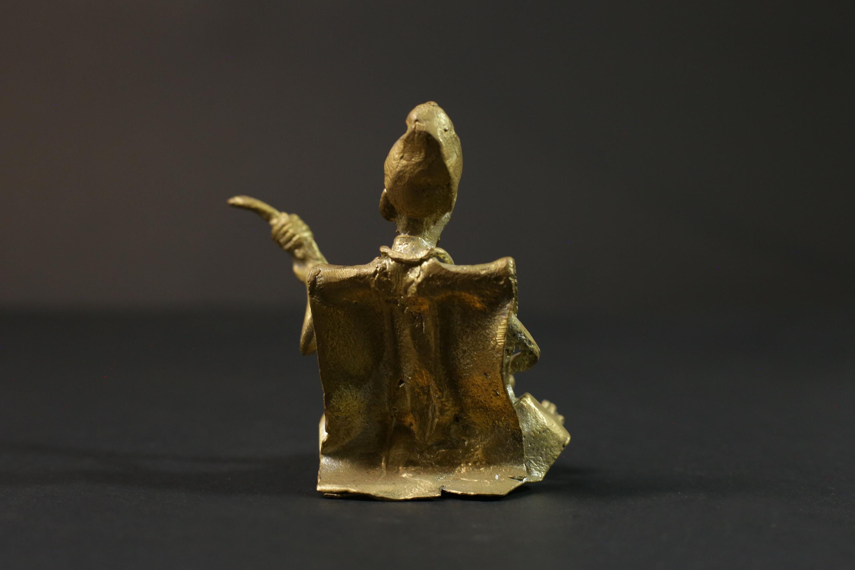 African Tribal Art Brass Musician Figurine Primitive Brass Figurine -G2861
