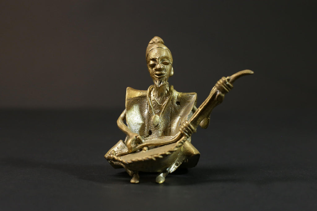 African Tribal Art Brass Musician Figurine Primitive Brass Figurine -G2861