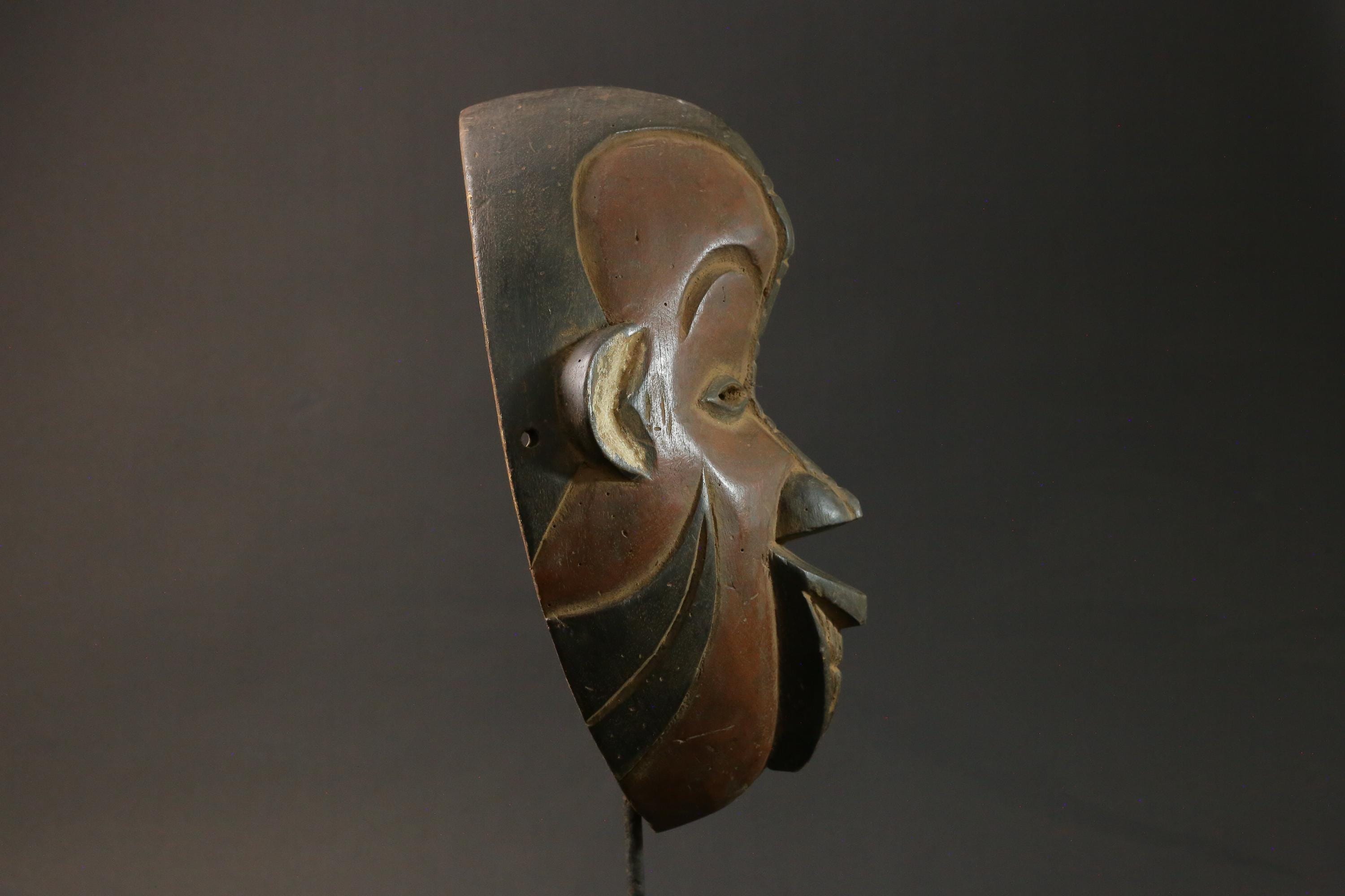 African wood mask antiques Hand Carved Wooden decor IgboIbo Burkina Faso Masks for wall-8933
