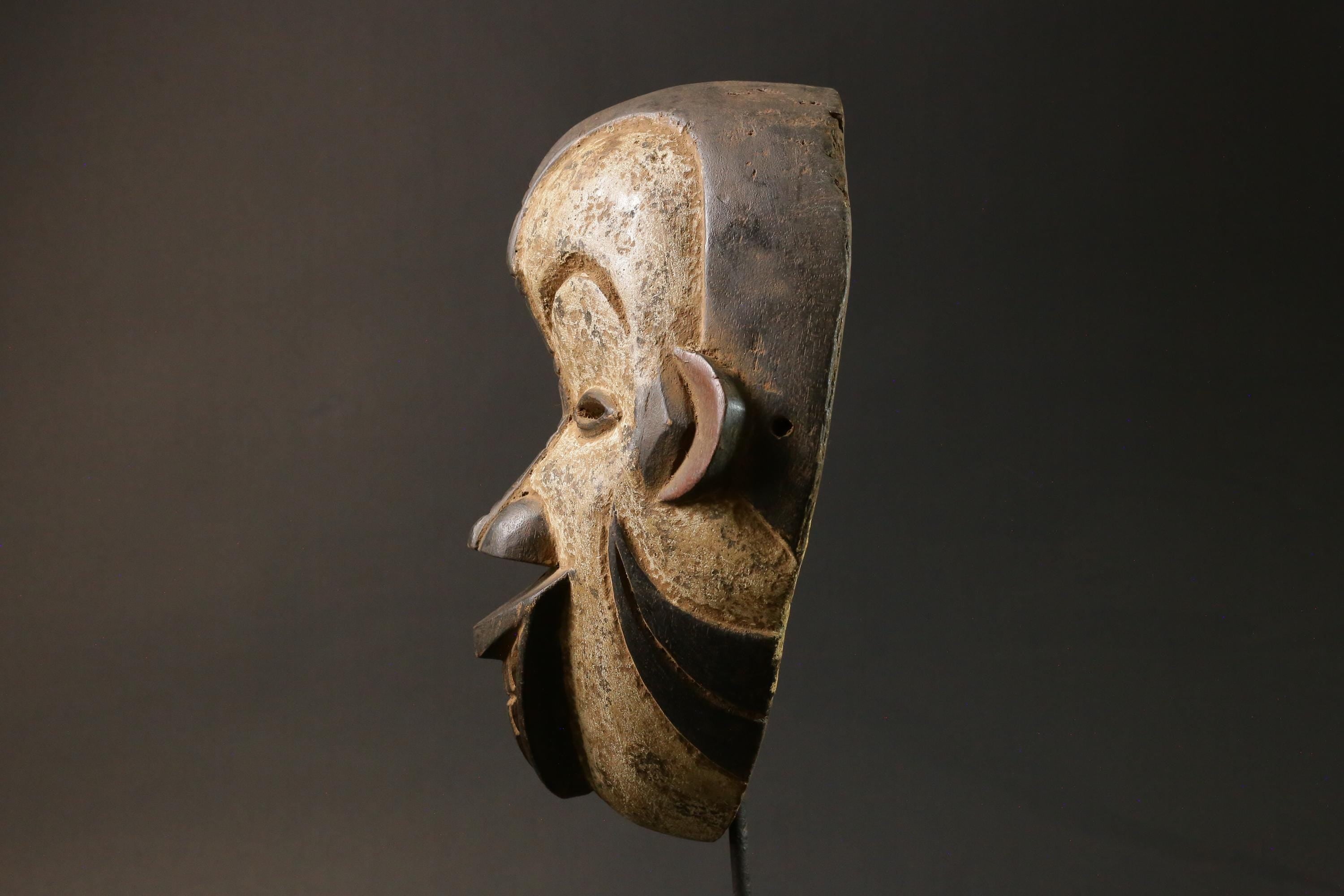 African wood mask antiques Hand Carved Wooden decor IgboIbo Burkina Faso Masks for wall-8933