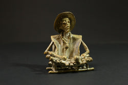 African Bronze Xylophone Player from Benin Brass Dogon wax method-G2877