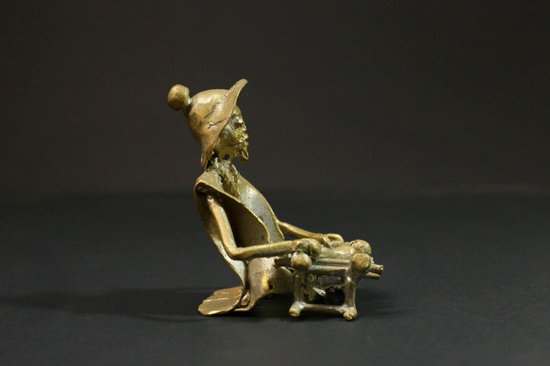 African Bronze Xylophone Player from Benin Brass Dogon wax method-G2877