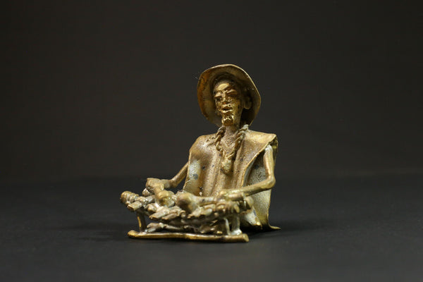 African Bronze Xylophone Player from Benin Brass Dogon wax method-G2877