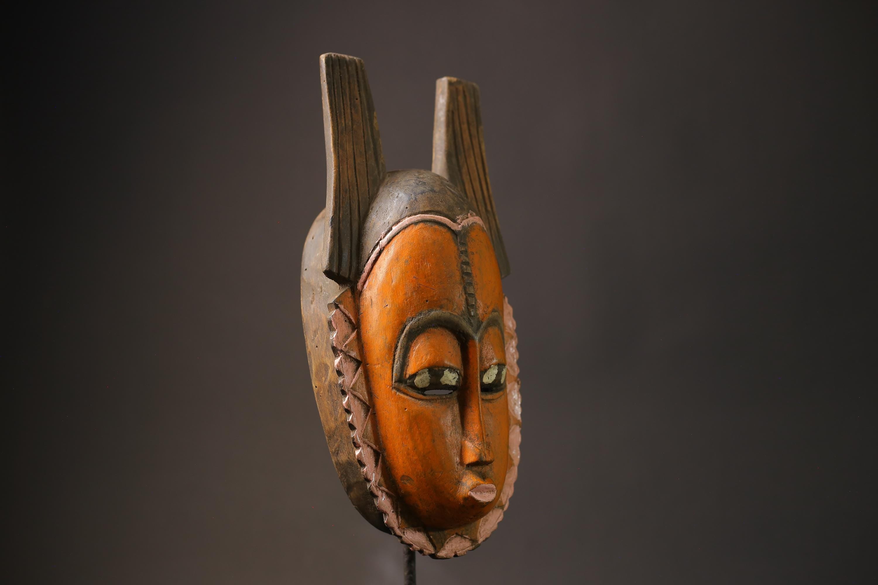 African Mask Antiques Tribal Art Face Vintage Wood Carved Vintage Dec Baule Masks for wall-5873