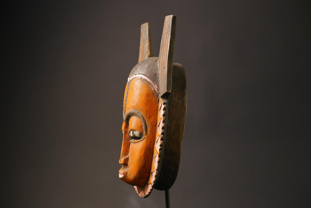 African Mask Antiques Tribal Art Face Vintage Wood Carved Vintage Dec Baule Masks for wall-5873
