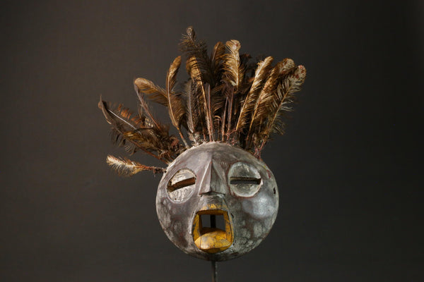 African wood mask antiques Painted Round Sese Wood from Ghana Décor Masks for wall-G1271