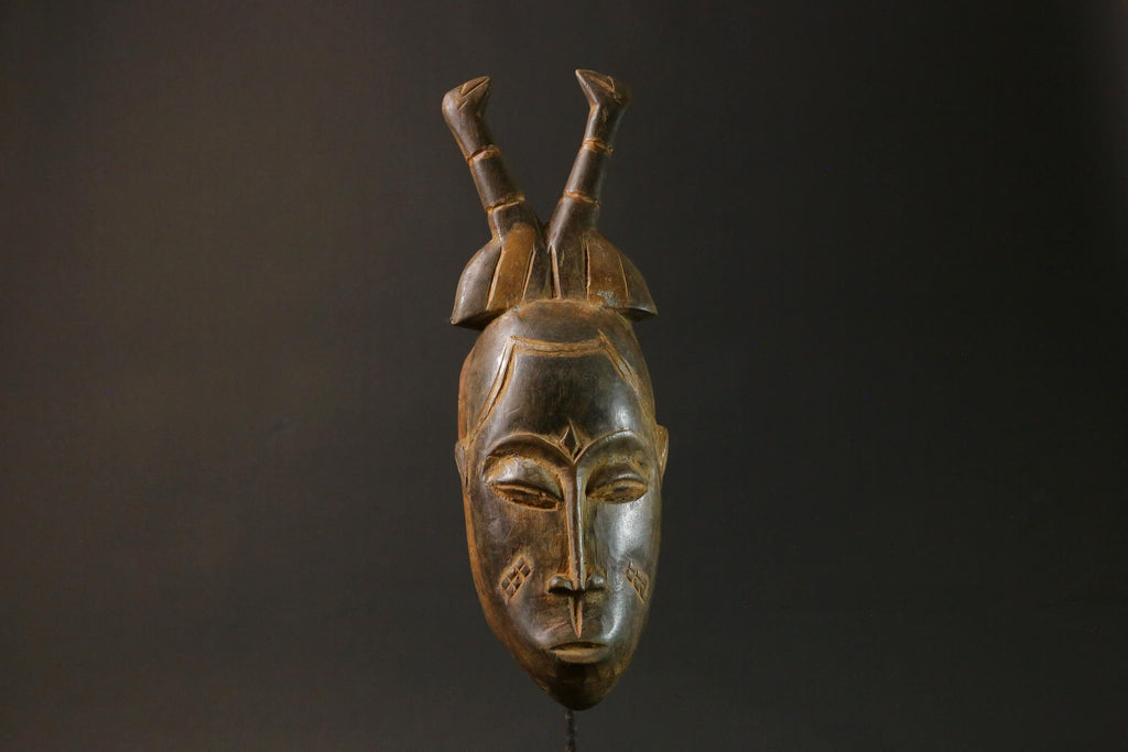 African mask Use tribal Baule Wall Hanging Primitive Art Collectibles Masks for wall-7634