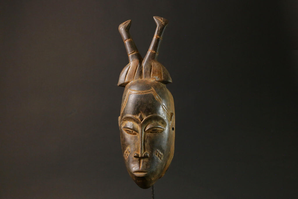 African mask Use tribal Baule Wall Hanging Primitive Art Collectibles Masks for wall-7634