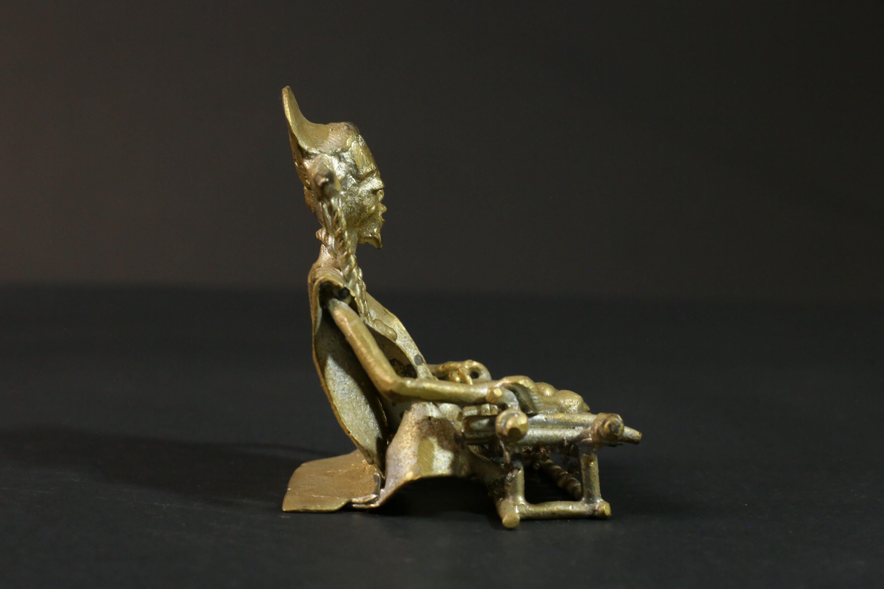 African statue benin bronze Balafon Player tribal Home Décor Gold colored -G2885