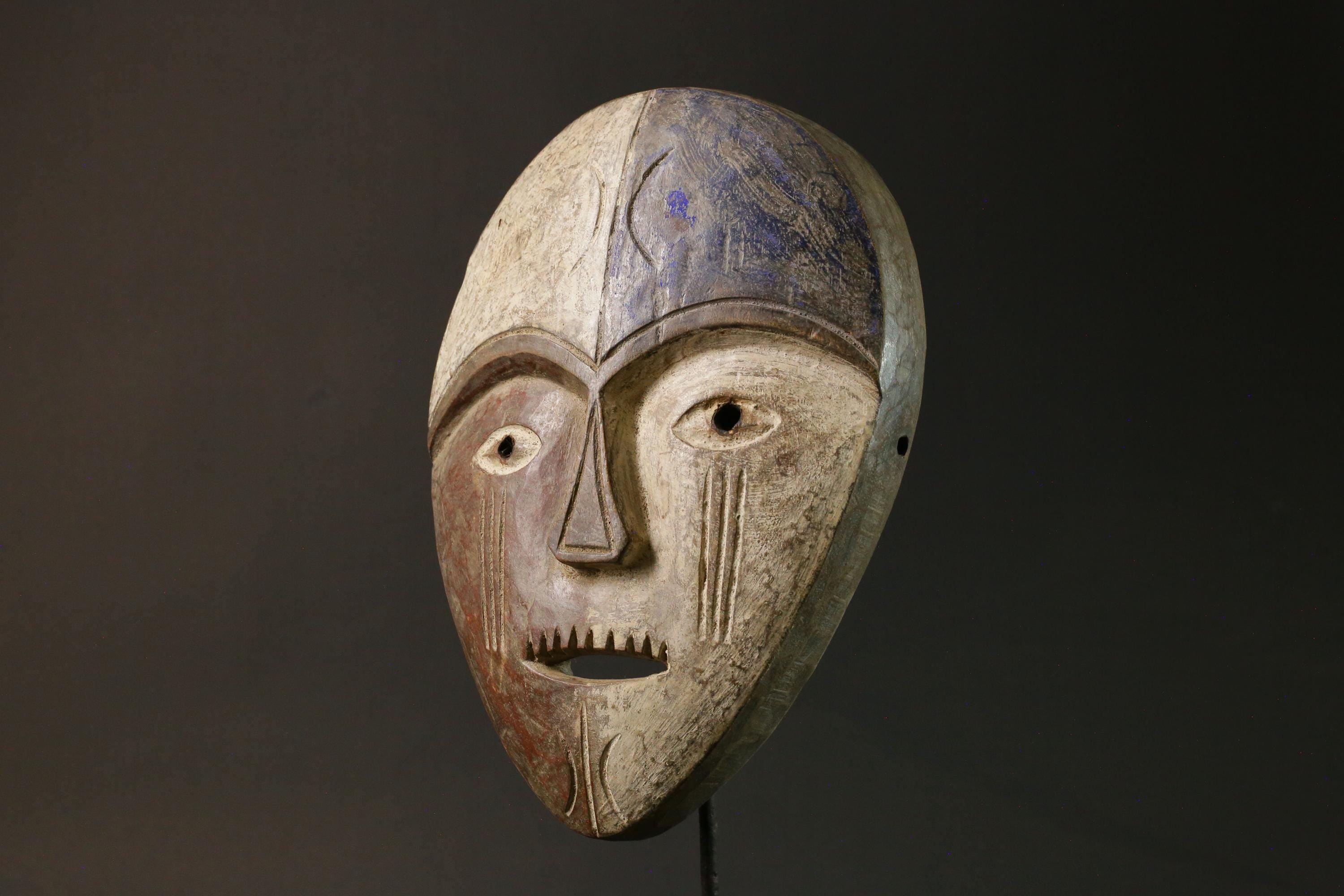 african wood mask antiques Dem Lega Wall Hanging Primitive Art Collectibles-7615