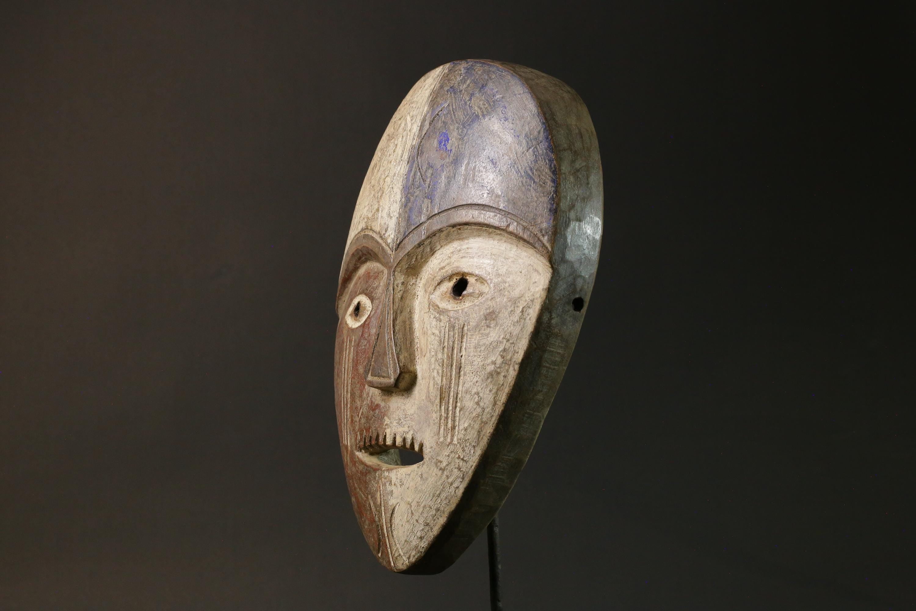 african wood mask antiques Dem Lega Wall Hanging Primitive Art Collectibles-7615