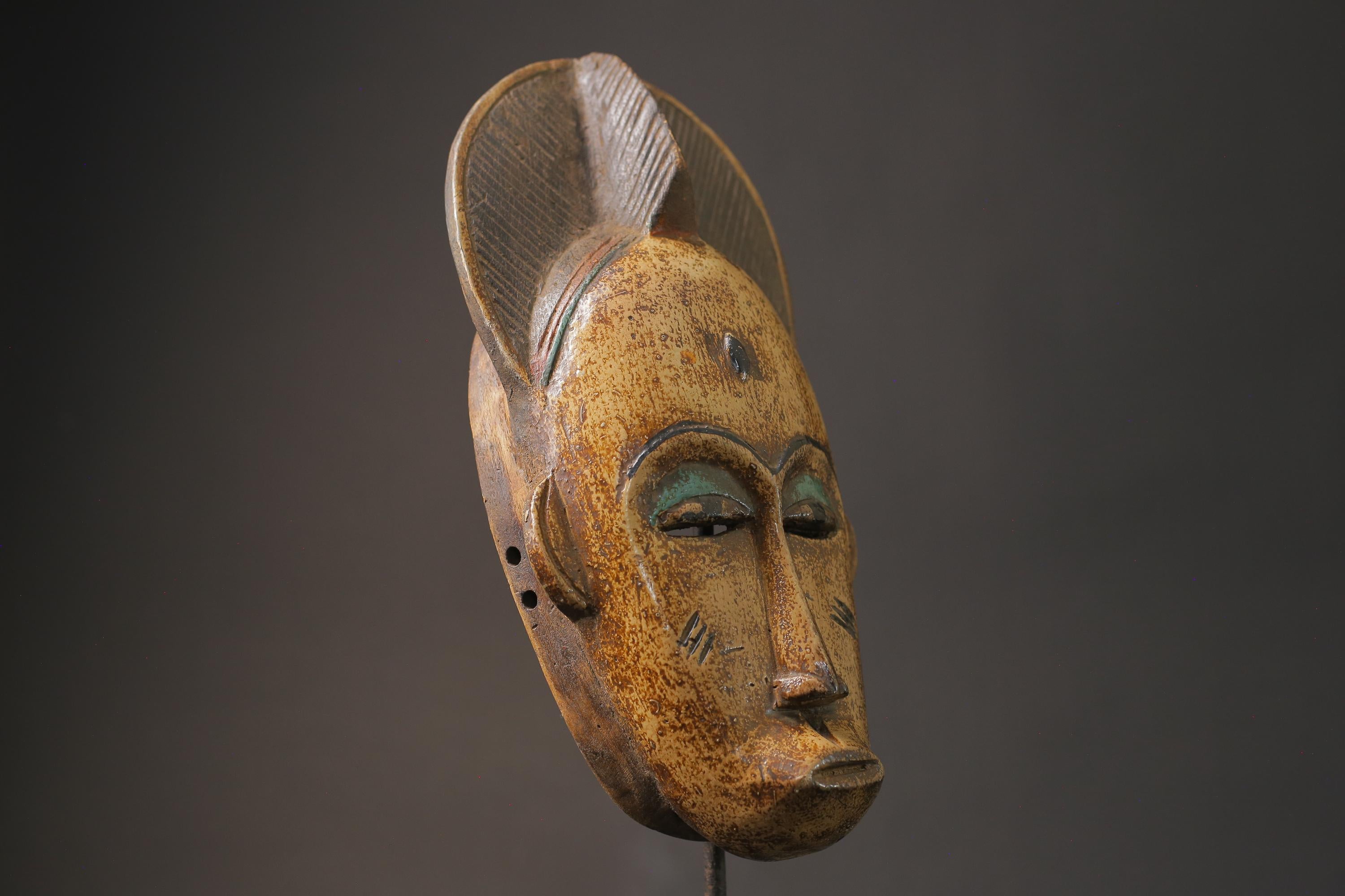 African Mask Antiques Tribal Art Face Vintage Wood Carved Vintage Guro Masks for wall -8776