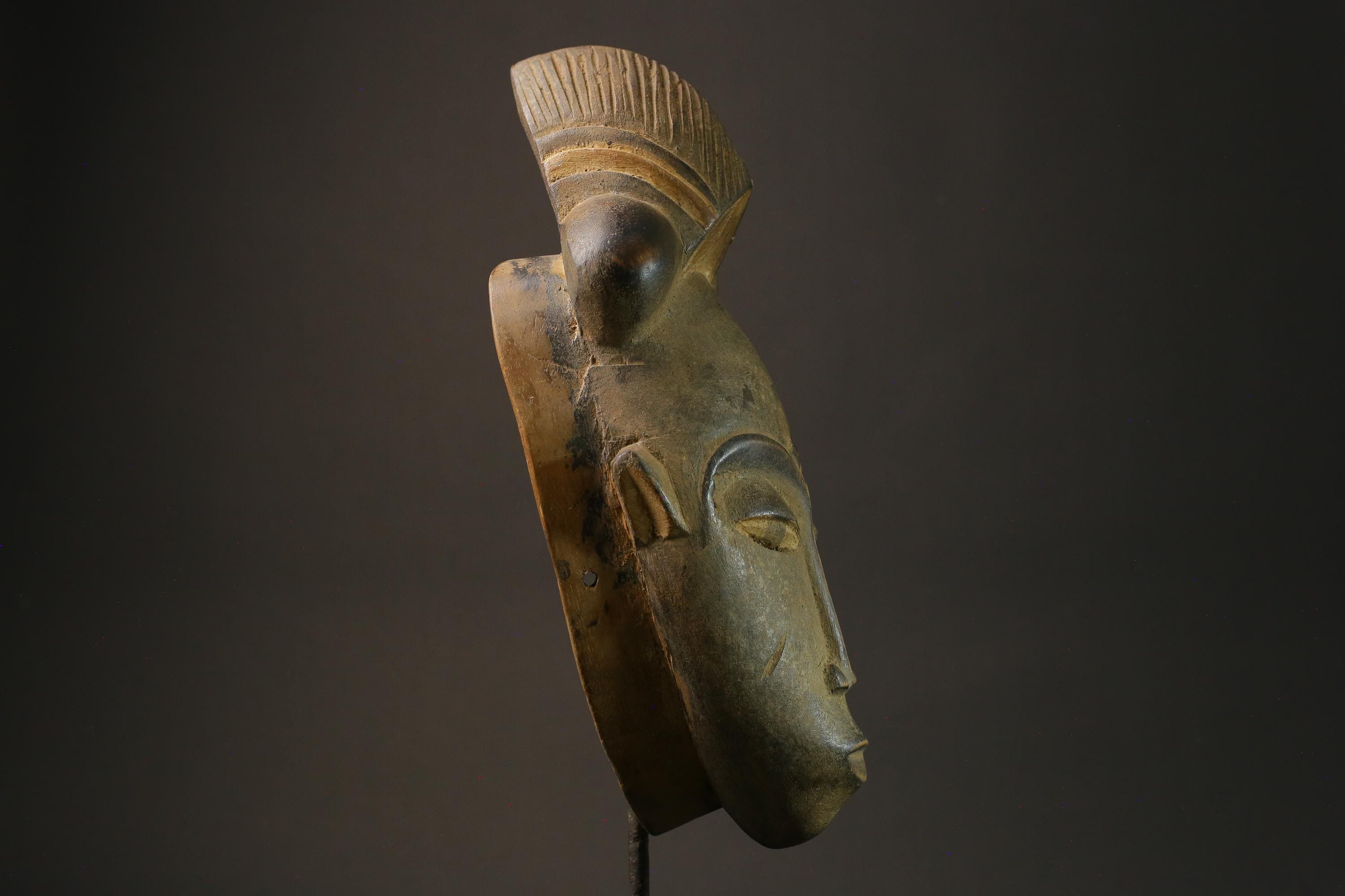 African wood mask antiques made of carved wood Vintage Yohoure Masks for wall-7313
