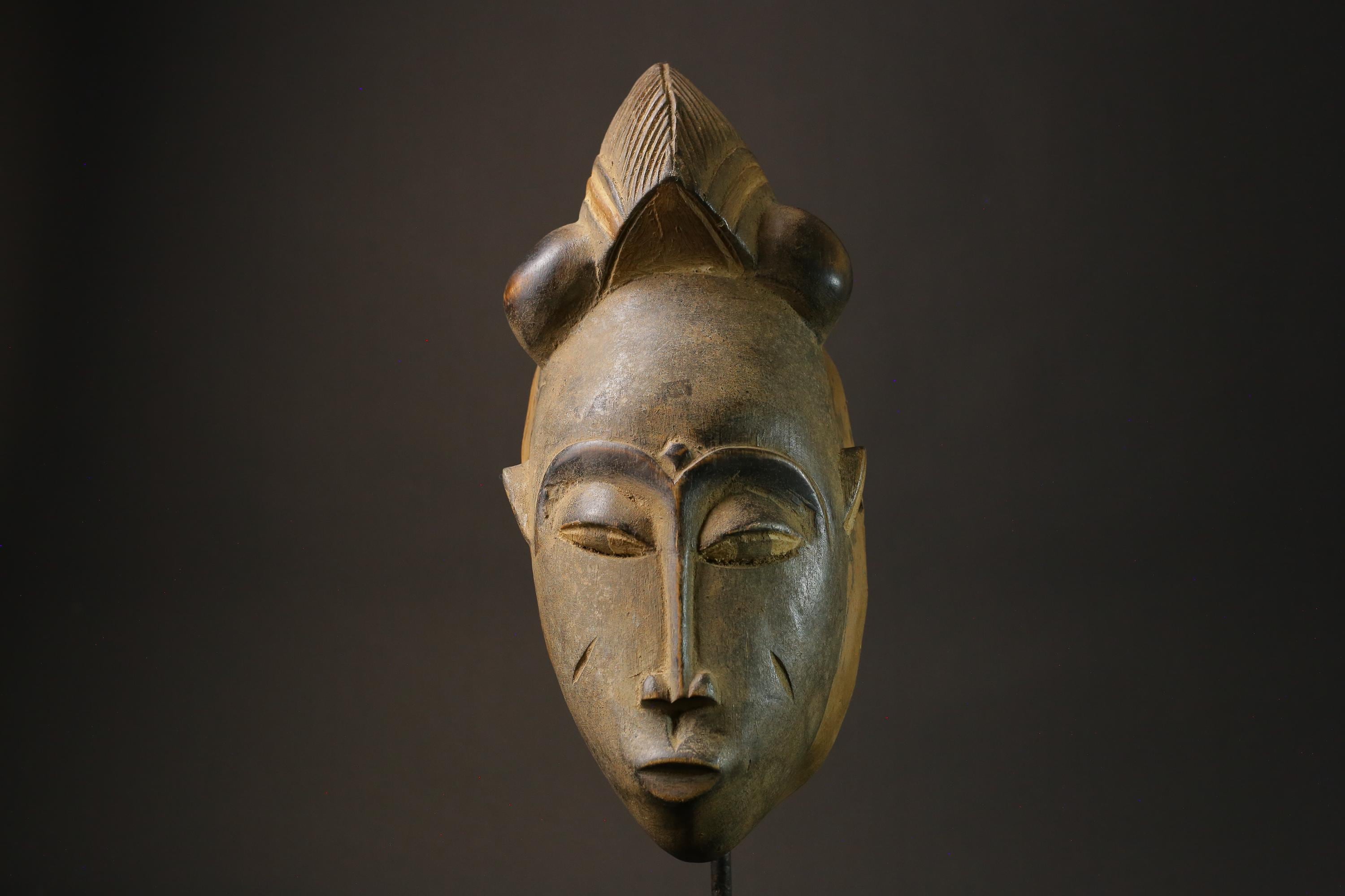 African wood mask antiques made of carved wood Vintage Yohoure Masks for wall-7313