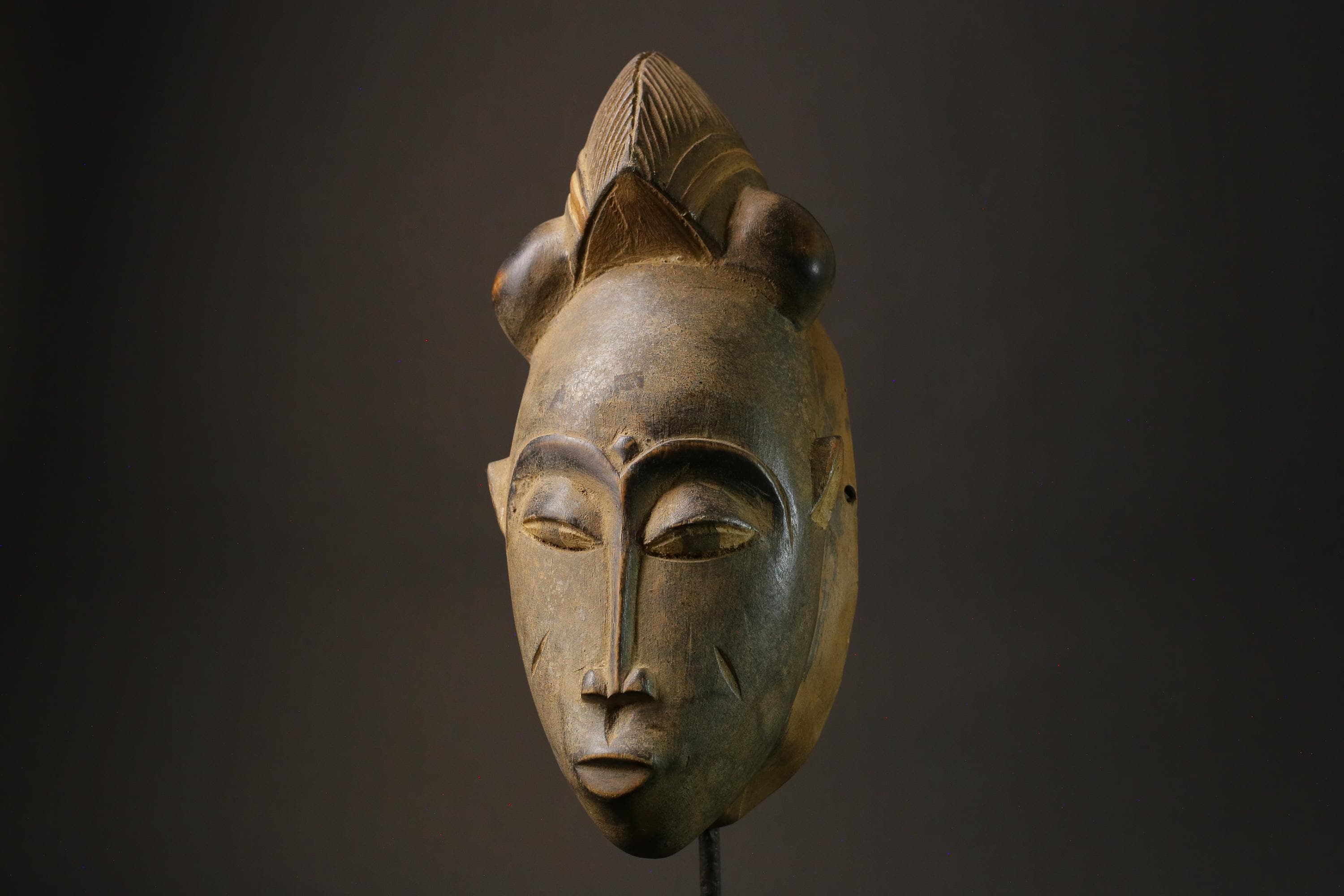 African wood mask antiques made of carved wood Vintage Yohoure Masks for wall-7313