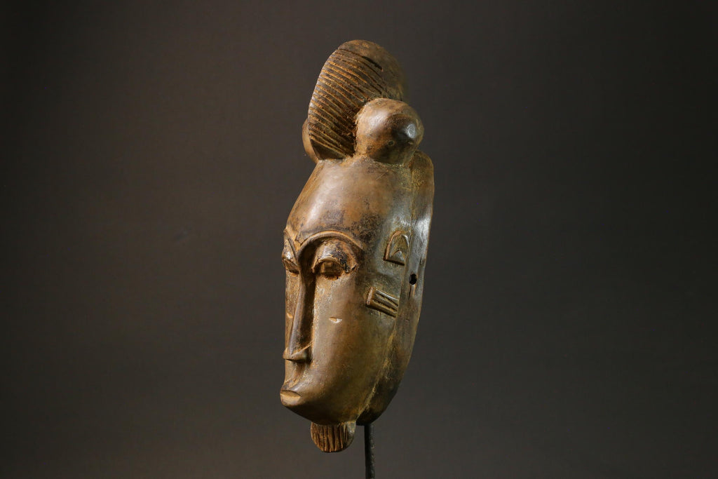 African mask antiques Baule Art Face Vintage Wood Carved Guru Masks for wall-7630