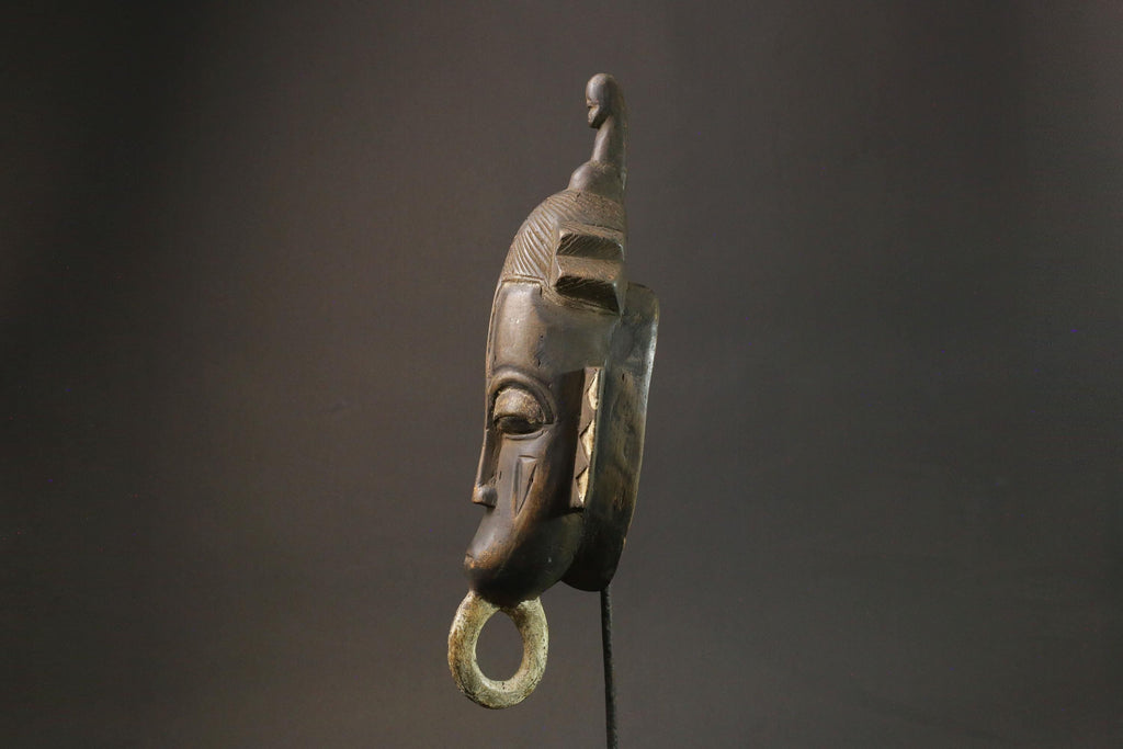 African mask wood African real figure Antique Baule Art masks for wall -7616