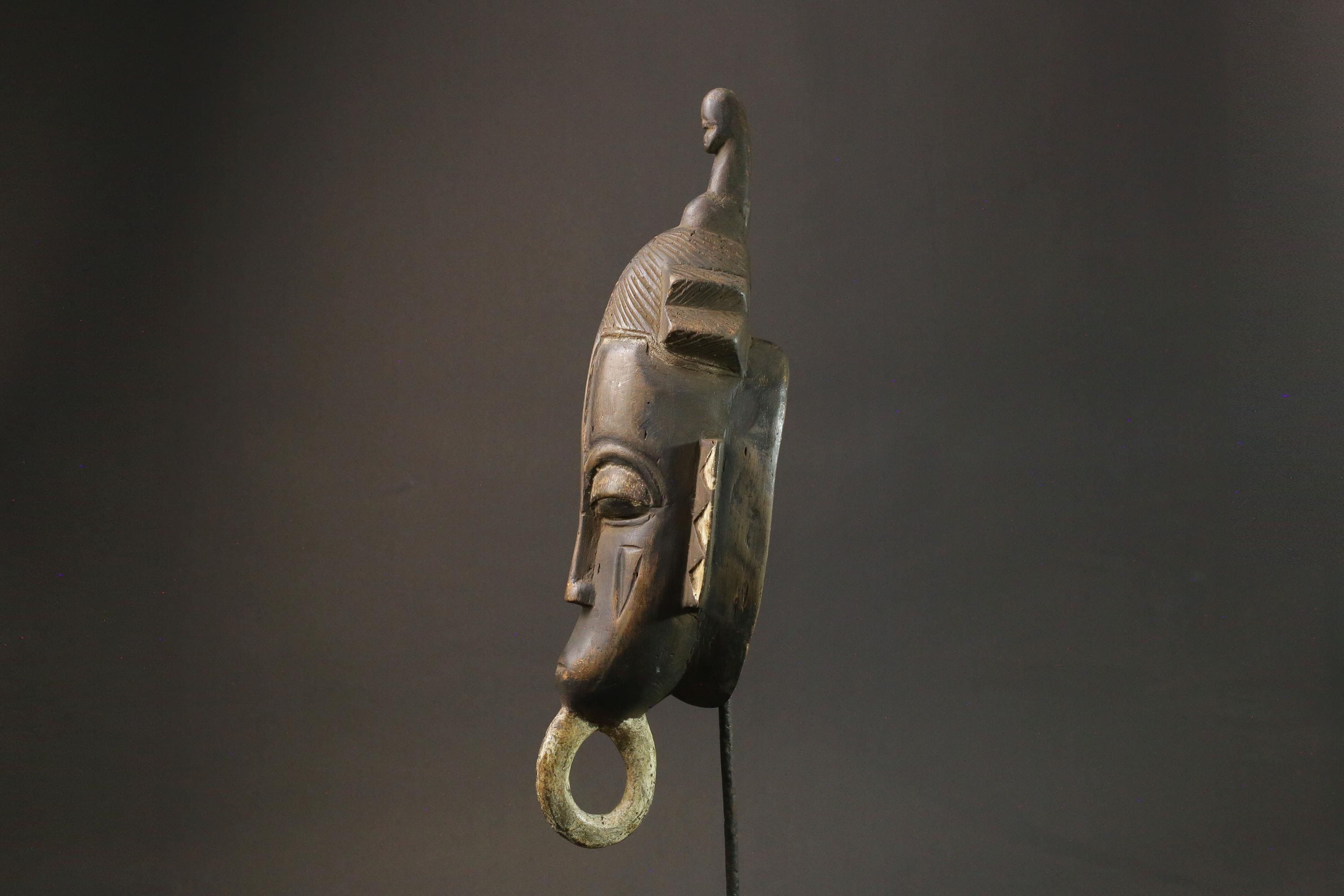 African mask wood African real figure Antique Baule Art masks for wall -7616
