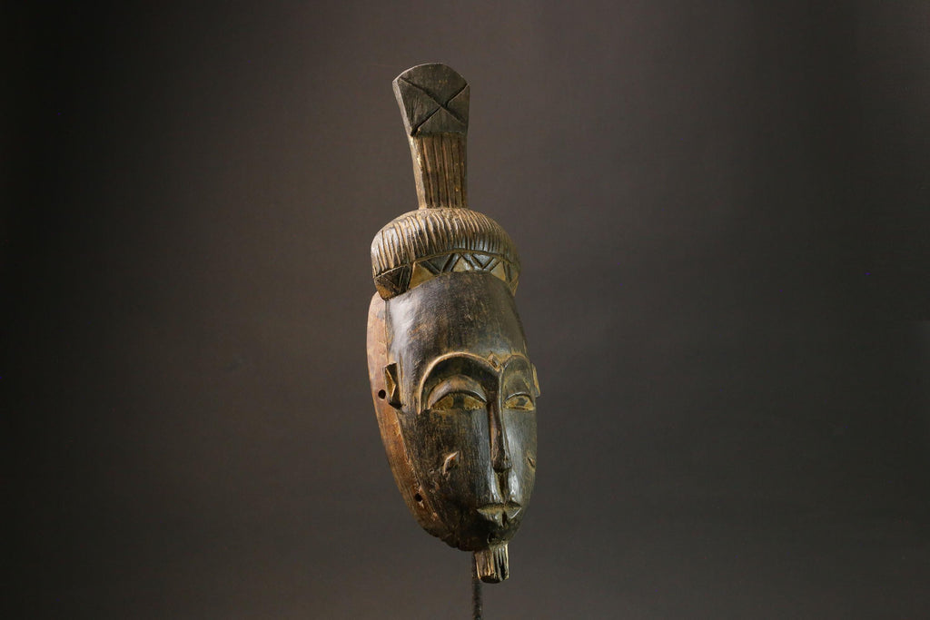 African Tribal Baule Wood masks Hand Carved Portrait Mask Wood Kpan Mblo Masks for wall-7573