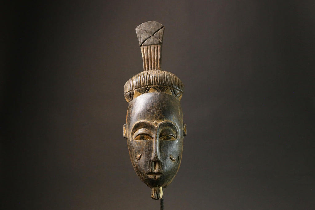 African Tribal Baule Wood masks Hand Carved Portrait Mask Wood Kpan Mblo Masks for wall-7573