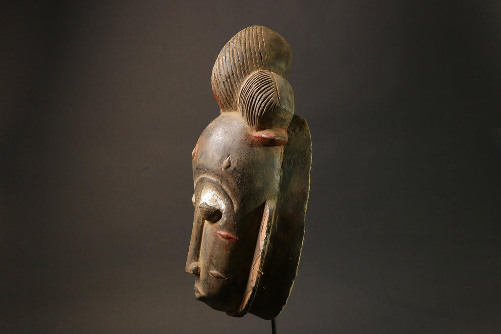 African Tribal Baule Face mask Wood Hand Carved Wall Ndoma Masks for wall-2964