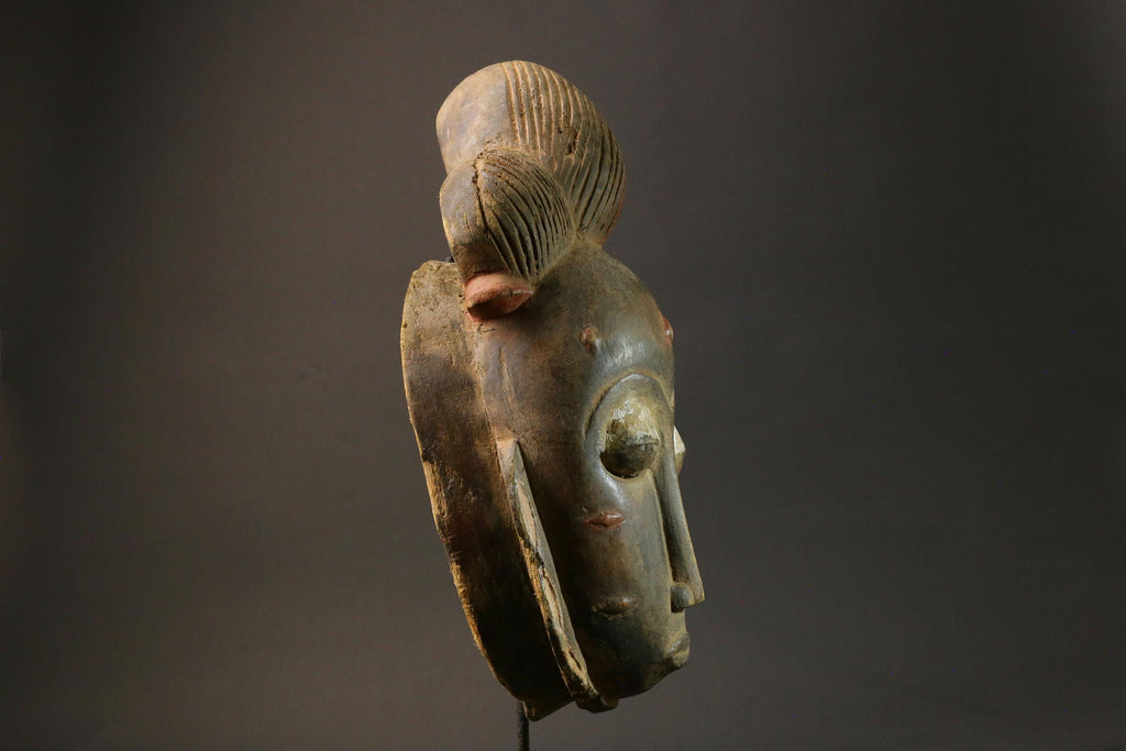 African Tribal Baule Face mask Wood Hand Carved Wall Ndoma Masks for wall-2964