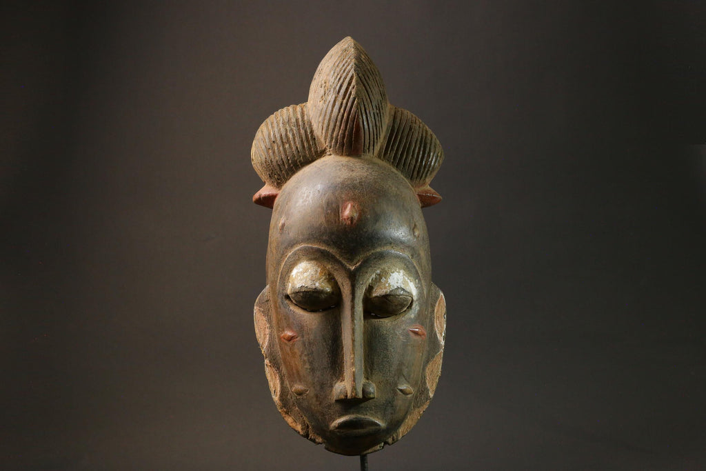 African Tribal Baule Face mask Wood Hand Carved Wall Ndoma Masks for wall-2964