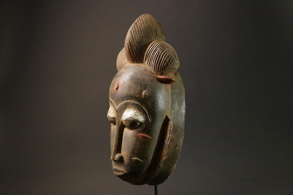 African Tribal Baule Face mask Wood Hand Carved Wall Ndoma Masks for wall-2964