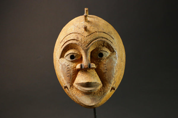 African mask Igbo wood African real figure vintage African masks for wall -8904