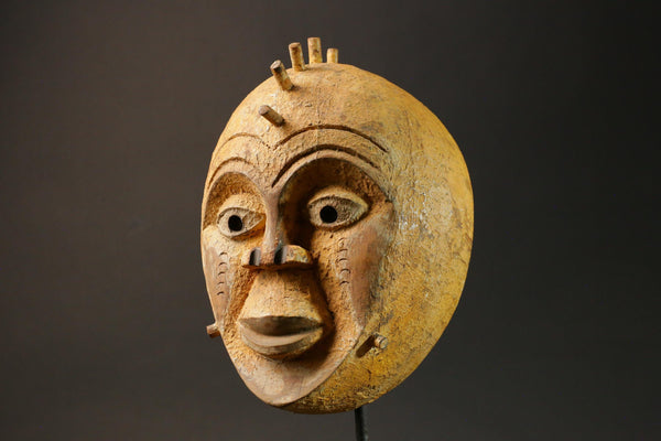 African mask Igbo wood African real figure vintage African masks for wall -8904