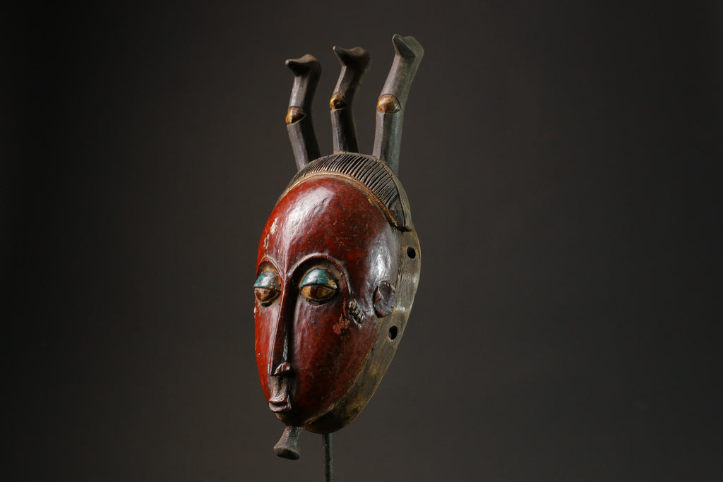 African mask antiques tribal Face vintage Wood Carved Hanging Guro Masks for wall-G2702