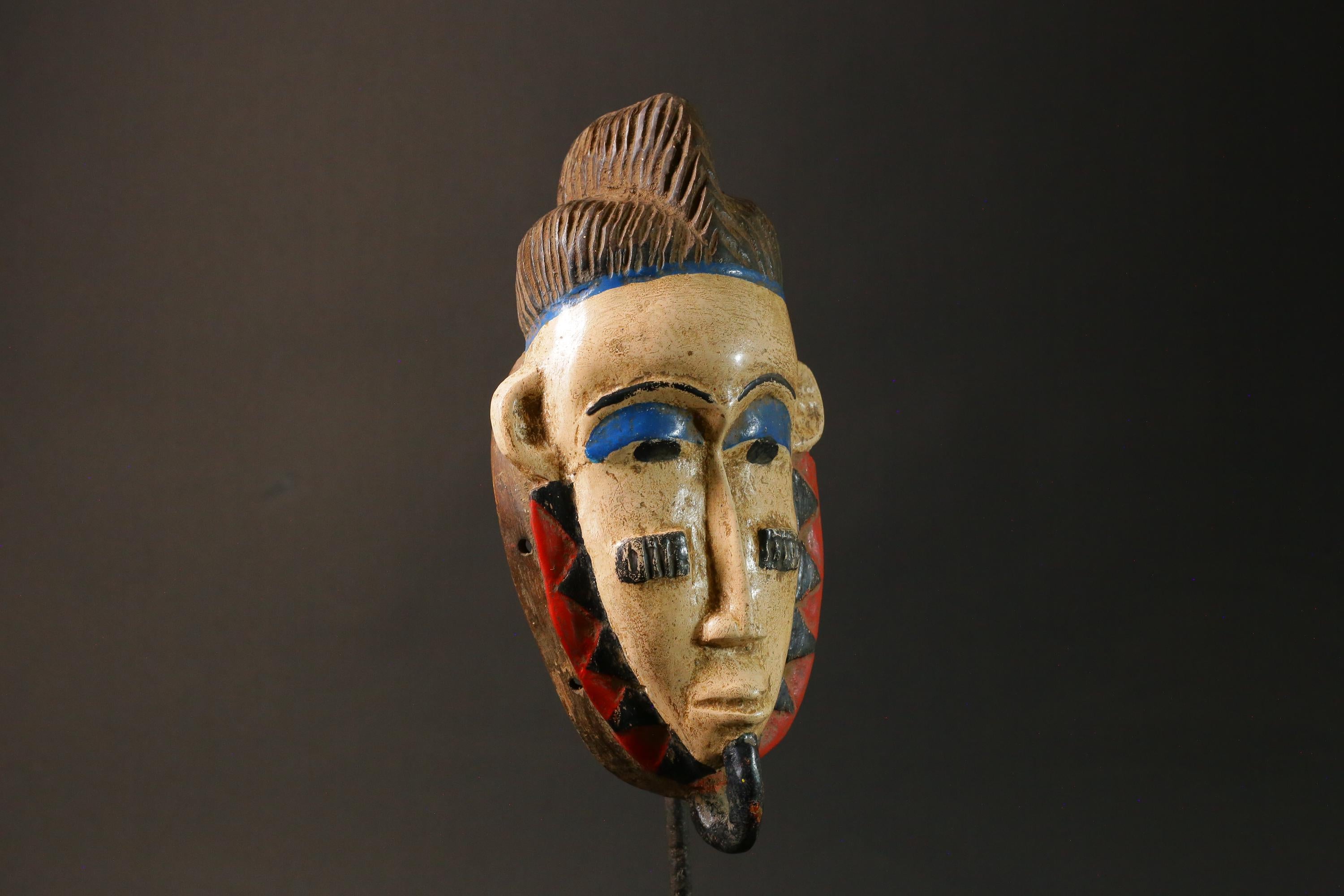African Mask Hand Carved Guro Tribe Gu Female Face Mask Home Décor Wall Hanging-G2911
