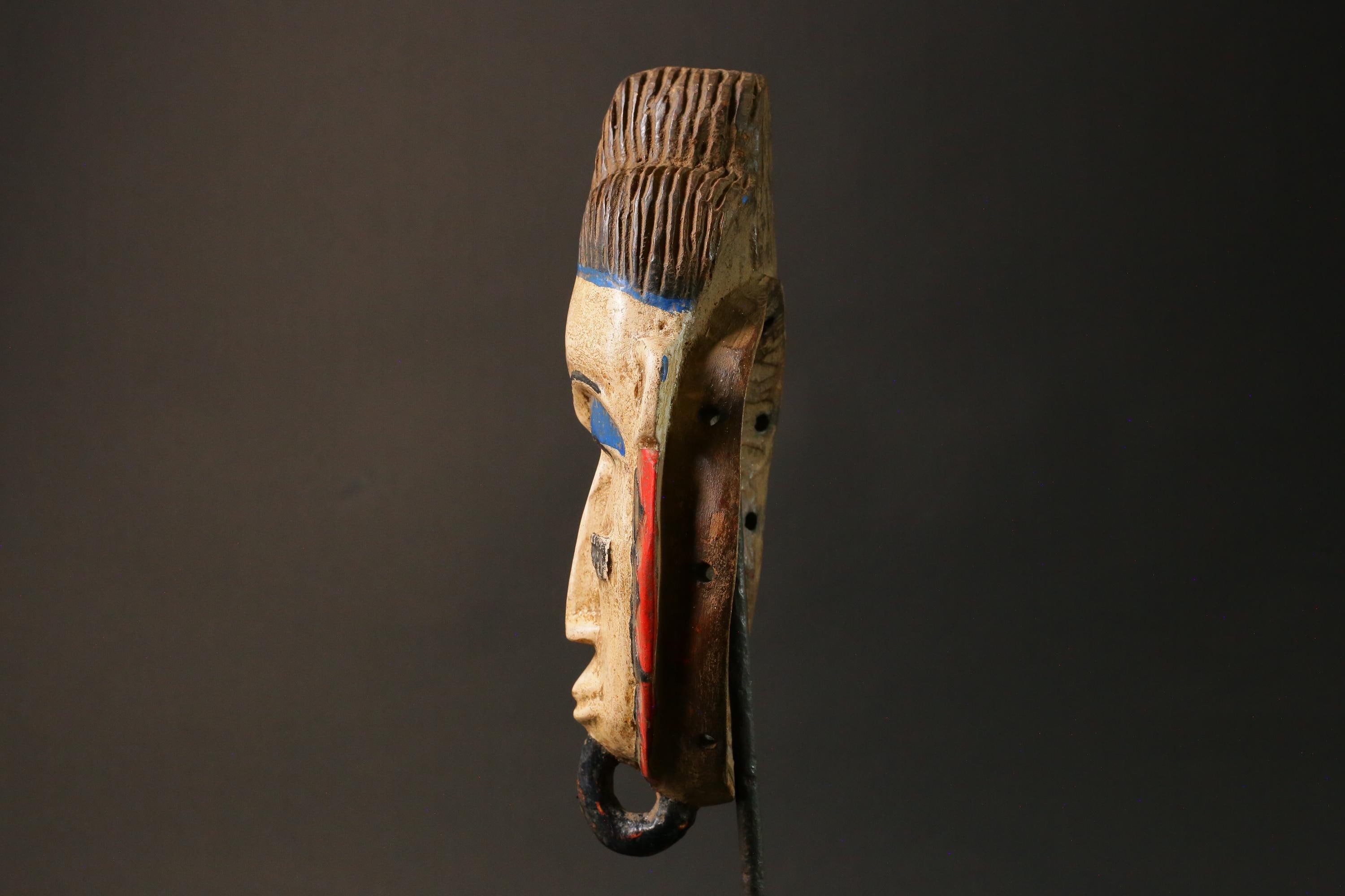 African Mask Hand Carved Guro Tribe Gu Female Face Mask Home Décor Wall Hanging-G2911
