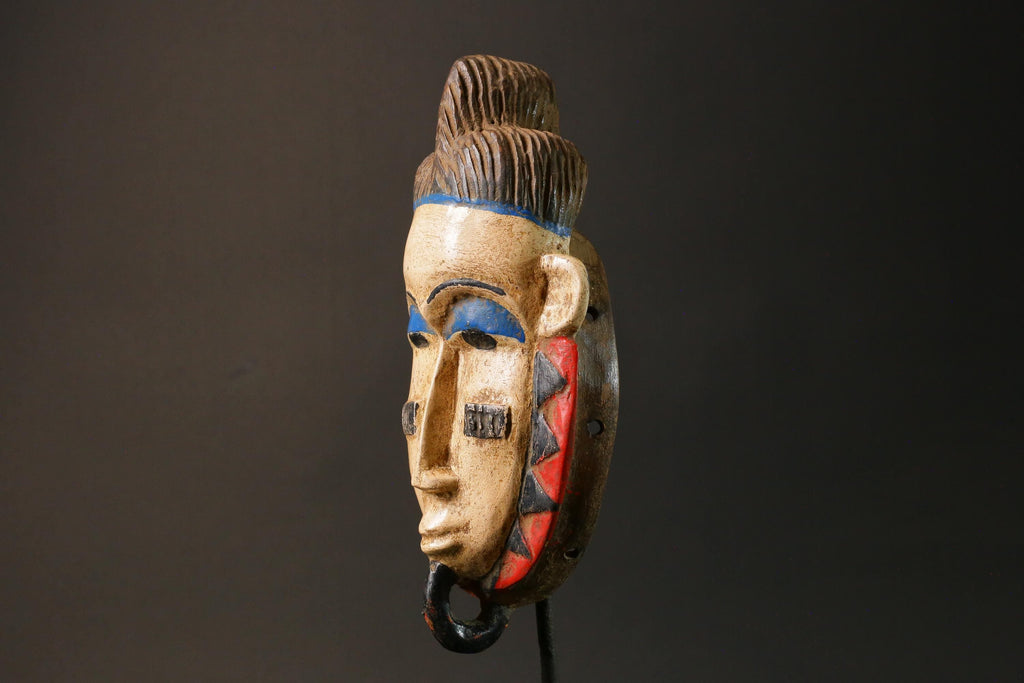 African Mask Hand Carved Guro Tribe Gu Female Face Mask Home Décor Wall Hanging-G2911